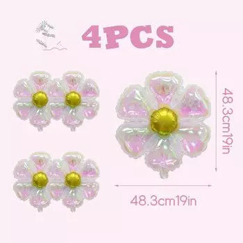 Прозрачные голографические разноцветные шары с ромашками i BALON