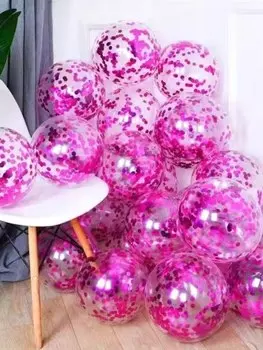 Прозрачные латексные шары 12 дюймов с блестками и конфетти, набор из 10 штук