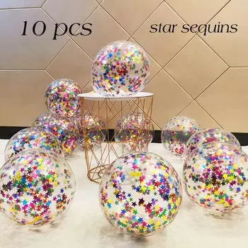 Прозрачные латексные шары с конфетти Globo 10 штук