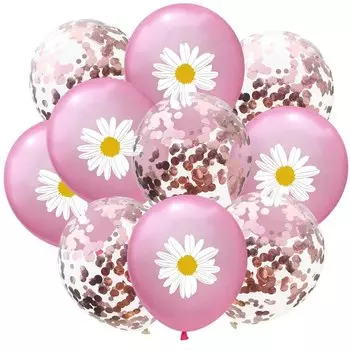 Прозрачные латексные шары с ромашкой и конфетти 12 дюймов EACH PARTY