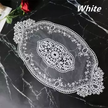 Прозрачные овальные вышитые салфетки из полиэстера и хлопка