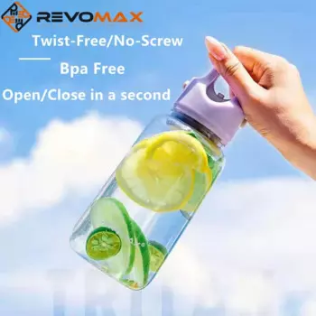 Прозрачные пластиковые бутылки для воды RevoMax без винтов/поворотов, без БФА, летняя портативная чашка для чая из тритана с большим животом для занятий спортом, путешествий