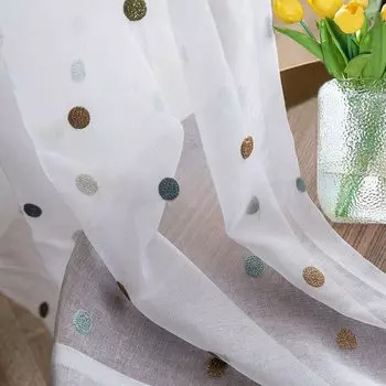 Прозрачные шторы AiFish с вышивкой в разноцветные точки