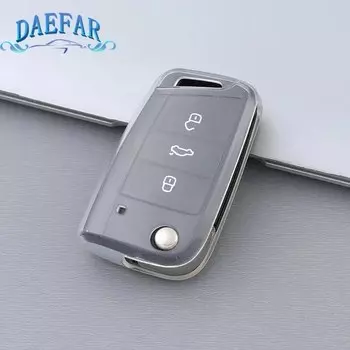 Прозрачный чехол из ТПУ для автомобильного ключа, чехол-держатель для VW Volkswagen Golf 7 MK7 Tiguan MK2 Seat Ateca Leon FR 2 Ibiza Skoda Octavia