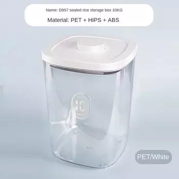 Прозрачный герметичный ведро для риса PET+ABS 5 кг/10 кг