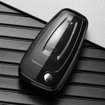 Прозрачный складной чехол для автомобильного ключа из ТПУ для Ford Focus C-Max S-Max Galaxy Mondeo Ranger Transit Tourneo, индивидуальная защита