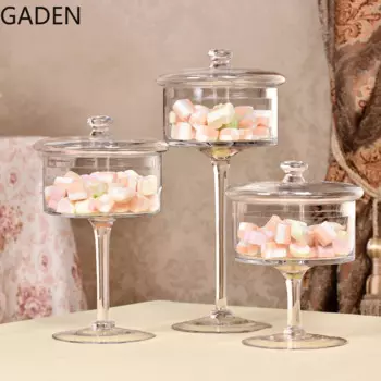 Прозрачный стеклянный поднос в европейском стиле для торта, поднос для фруктов, поднос с высокой ногой, пылезащитный чехол, украшение для свадьбы, творческого дома, десерта, стола