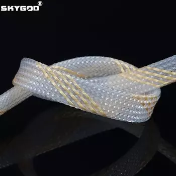Оплетка из змеиной кожи для электрических кабелей, прозрачная золотистая оболочка высокой плотности для кабелей, 1 ~ 50 м, 2/4/6/8/10/12/16 мм