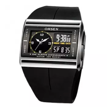 Прямая поставка! Цифровые Аналоговые светящиеся мужские наручные часы с резиновым ремешком