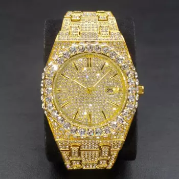 Прямая поставка мужские часы крутые бриллиантовые ледяные золотые кварцевые наручные часы Роскошная Мода Стразы мужские водонепроницаемые часы из нержавеющей стали