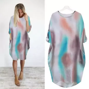 Прямая продажа с фабрики международная торговля женская одежда повседневное свободное платье с длинным рукавом и карманами