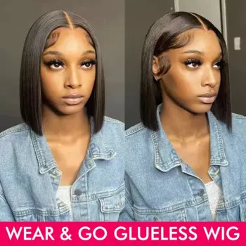 Прямой парик Wear And Go без клея, человеческие волосы без клея или геля, уже вырез, прозрачный парик с кружевной застежкой, предварительно выщипанные детские волосы