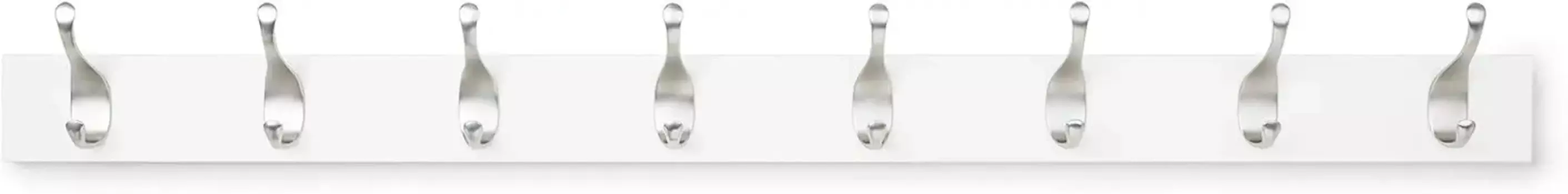 Прямоугольная настенная современная вешалка для пальто Amazon Basics, 8 крючков, белая