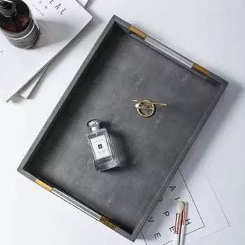 Прямоугольный кожаный поднос, поднос для хранения чая, оригинальная настольная Кожаная подставка для дома