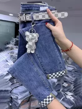 Прямые джинсы с высокой талией, большие размеры, 4XL 2023