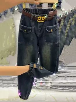 Прямые джинсы с высокой талией, большие размеры, 4XL 2024