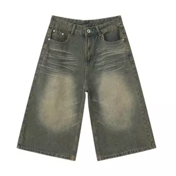 Прямые повседневные джинсовые шорты Hi Street, винтажные мешковатые джинсовые шорты в стиле хип-хоп для мужчин