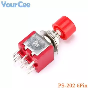 PS-102 PS-202 Мини 6 мм 3-контактный 6-контактный тумблер SPDT DPDT Мгновенный кнопочный переключатель 2A 250VAC 5A 120VAC E-TEN1 15A 2/3/4/6P
