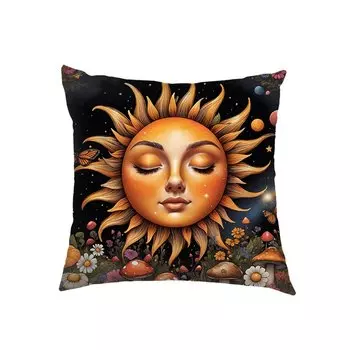Психоделический чехол для подушки Sun and Moon