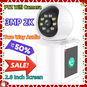 PTZ Wi-Fi 3-мегапиксельная 2K камера 2,8-дюймовый экран Беспроводная двусторонняя аудио IP-камера AI Обнаружение человека Видеонаблюдение ICSee