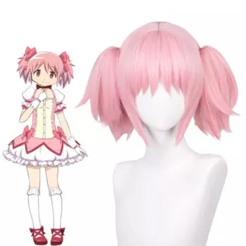 Puella Magi Madoka Magica Madoka Kaname Косплей Парик 30 см Розовый хвостик Волосы