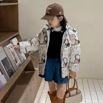 Пуховик детский теплый с капюшоном, на осень/зиму