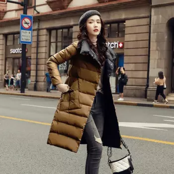 Пуховик женский длинный х/б, на зиму, 2023