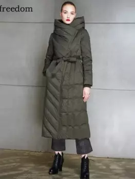Пуховик женский длинный зимний, с капюшоном, wj2572, 2020