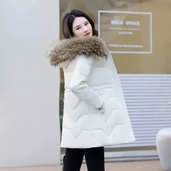 Пуховик женский, парка, новинка зимы 2024, высококачественное теплое пальто с хлопковой подкладкой, модное плотное Женское пальто, длинное пальто с капюшоном