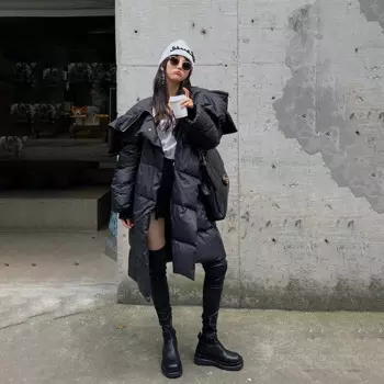 Пуховик женский с капюшоном, на осень/зиму