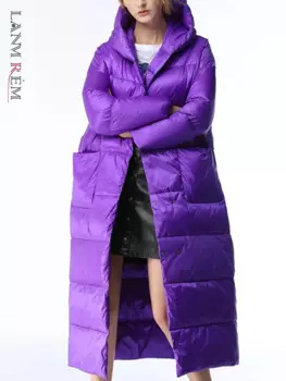 Пуховик женский зимний однотонный с капюшоном, 2 в, 2024