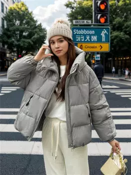 Пуховик женский зимний с капюшоном, 2024