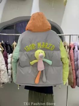 Пуховик женский зимний с капюшоном, 90% Пух белой утки, 2024