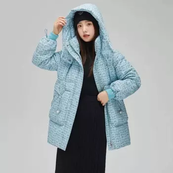 Пуховик женский зимний средней длины, с капюшоном