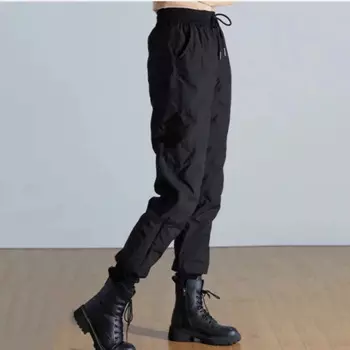 Пуховые брюки, женская верхняя одежда, облегающие зимние теплые брюки из хлопка с высокой талией и белым утиным пухом