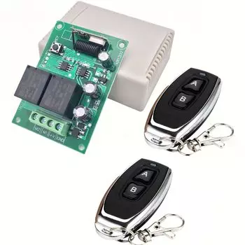Пульт дистанционного управления для открывания Гаражных дверей, 433 МГц, универсальный беспроводной модуль релейного приемника постоянного тока 12 В, 2 канала, передатчик для двигателя постоянного тока