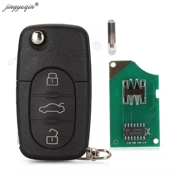 Пульт дистанционного управления jingyuqin 4D0837231A, 433 МГц, ID48, 3 кнопки, для AUDI, откидной складной чип для A3, A4, A6, A8, старые модели