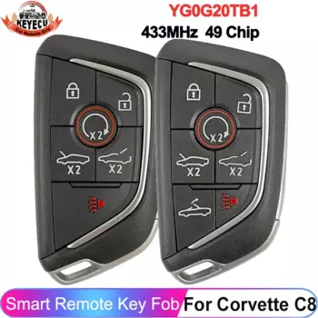 KEYECU для Chevrolet Corvette C8 2020 2021 2022 YG0G20TB1 Smart P/N: 13538852 13545155 13538851 13538850 Ключ дистанционный 433 МГц ASK