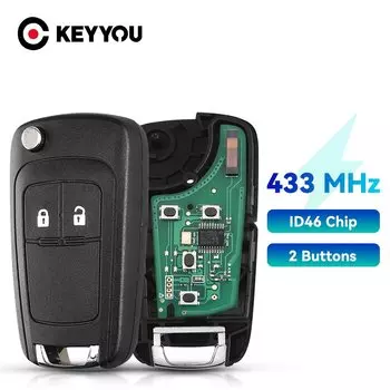 Пульт дистанционного управления KEYYOU для автомобильной сигнализации для Chevrolet Aveo Cruze Orlando Spark Sail 2/3/4 кнопки 433 МГц чип Fob ID46 с лезвием HU100