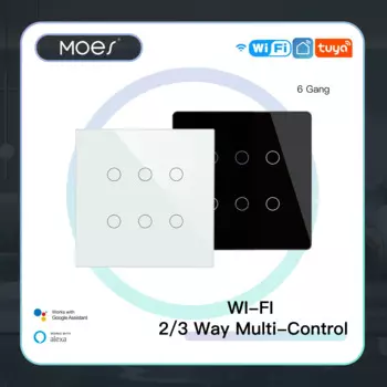 Пульт дистанционного управления MOES Smart WiFi 6 Gang светильник Switch Smart Life/Tuya App 2/3 Way Muilti, работает с Alexa Google Yandex