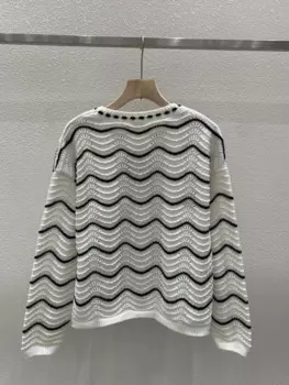 Пуловер женский с круглым вырезом, простой и универсальный облегающий свитер в полоску с вышивкой и надписью, Осень-зима