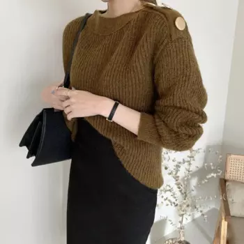 Пуловер женский трикотажный с круглым вырезом, 3 цвета