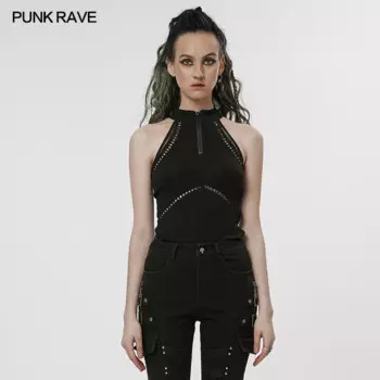 Punk Rave Elastic повседневная майка Black Sexy Women Top WT765