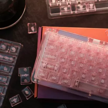 Пурпурные прозрачные/черные прозрачные колпачки для клавиш из поликарбоната ASA Profile 146, полный комплект колпачков для клавиш 68/75/98, Подарочная механическая клавиатура