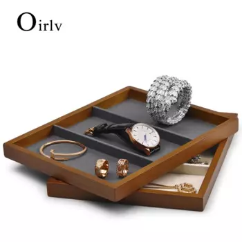 Пустые Деревянные Подносы для ювелирных изделий Oirlv, большой поднос для ювелирных изделий из твердой древесины, большой плоский поднос для ювелирных изделий