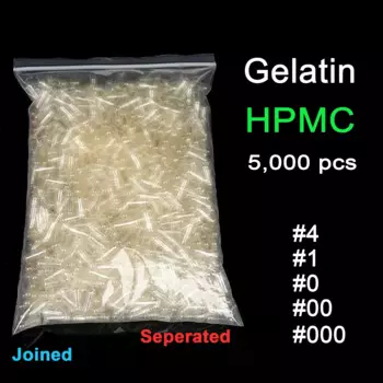 Пустые капсулы HPMC стандартного размера 000 #00 #0 #, прозрачные капсулы из твердого желатина, пустые разделенные Соединенные капсулы, 5000 шт.