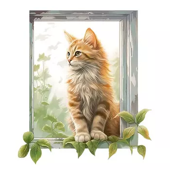 ПВХ наклейка "Кот в окне"