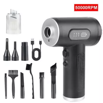 Пылесос 50000 об/мин, 68 Вт, цифровой воздушный компрессор 3 в 1, портативный пылесос с высоким всасыванием, мощный автомобильный пылесос