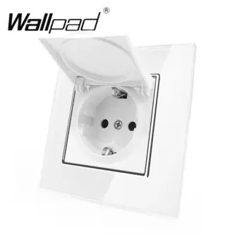 Пылезащитный колпачок Schuko, розетка Wallpad, белая прозрачная стеклянная панель, 110-250 В, настенная розетка Schuko с зажимами для крючков, ЕС, 1 комплект