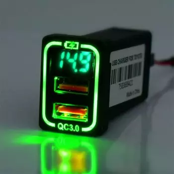 QC3.0 36 Вт автомобильное зарядное устройство с быстрой зарядкой, 2 USB-порта со стандартным вольтметром для TOYOTA